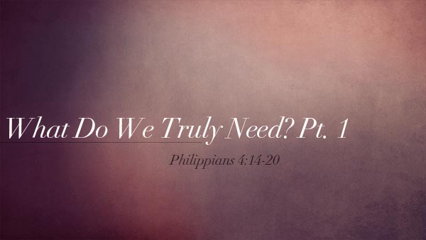 What Do We Truly Need? Pt. 1